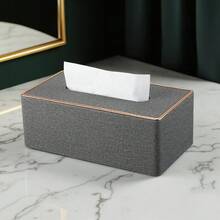 1pc Luxury Fabric Tissue Box, High-Quality Desktop Paper Towel Holder, Creative Home Decor Tissue Box Suitable For Dining Room, Living Room, Kitchen, Bedroom, Mother's Day Gift, Birthday Gift - Dark Grey - View 7