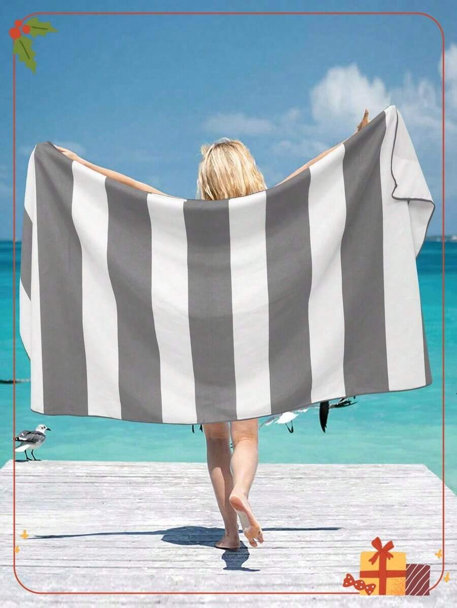 1 Pc Extra Large Size Multi-Size Blue, Navy, Pink, Light Gray Watercolor Stripe Super Soft Absorbent Microfiber Beach, Swimming, Pool, Gym Towel Summer Travel,Vacation Holiday Bathroom Decor, Microfiber Towel, Skin Friendly, Durable, Fade Resistant, Machine Washable, Lightweight, Portable, Sand-Proof, Beach Towel, Beach Blanket, Beach Mat, Bath Towel, Hand Towel, Hair Towel, Face Towels, Wash Cloths, Towel Wrap, Cooling Towel, Travel Towel, Yoga Towel, Beach Essentials, Travel Essentials, Vacation Essentials, Beach Accessories, Bathroom Accessories, Ideal Gift For Family, Girlfriends