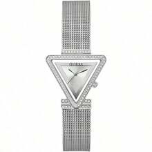 Guess Fame Series Silver Triangle Case Watch With Crystal Decor, Accessory, Brand Gift, Daily Commute & Date Outfit Watch, Anniversary Gift For Girlfriend/Best Friend, Comes With Original Watch Box GW0508L1 - Silver - View 7