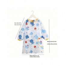 婴儿防水喂食围兜，防油污围裙，长袖喂食罩衫，易于清洗，适合6-72个月宝宝 - 彩色 - 查看 2