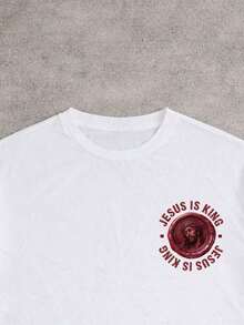 Manfinity  kurzes bedrucktes T-Shirt "I am Jesus" in Weiß, Unisex und lässige Streetwear, Y2K. - Schwarz - Übersicht 10
