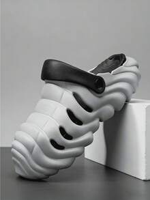 轻便EVA波浪孔洞套脚鞋 | 透气镂空穆勒凉鞋 | 可调节后跟带沙滩花园鞋 - 灰色 - 查看 6