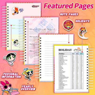 THE POWERPUFF GIRLS Powerpuff Girls Themed Spiral Notebooks – Assorted Designs Featuring Blossom, Bubbles And Buttercup, Durable Wire-Bound Construction With Lined And Decorative Pages, Suitable For School Supplies, Daily Journals, To-Do Lists And Gift Giving, Great For Fans Of All Ages To Celebrate The Classic Cartoon, Perfect For School, Work Or Personal Use, A Fun And Nostalgic Gift For Powerpuff Girls Fans To Add Playful Flair To Their Stationery Collection