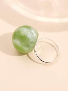 1pc Fashionable Elegant Minimalist Artistic Jelly Transparent Round Resin Stainless Steel Open Ring For Women, Suitable For Daily Commute, Street, Music Festival, Party, Evening Wear - Multicolor - View 40