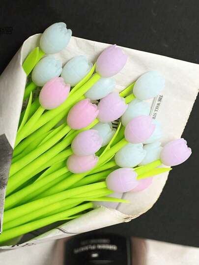 3支装郁金香主题变色圆珠笔 - 变色墨水，黑色，可爱花卉图案 - 办公学习用品的理想之选，适合学生奖励、派对礼品、课堂笔记、返校必备，也是教师节和其他庆祝活动的绝佳礼物（阳光下变色） 完美的节日礼物