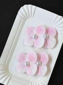 2pcs 3D Double Flower Butterfly Hair Clips, Suitable For Daily Wear - Hair Clip - View 6