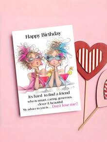 1pc "Soul Sister Status: Activated!" Vintage Friendship Birthday Card With Envelope - Bestie & Sister Gift, Ideal For Friendship Day & Special Celebrations, Blank Inner Page - View 1