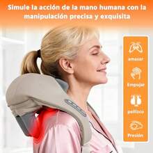 Masajeador de Cuello y Espalda  4D Almohada De Masaje de Amasado Profundo Masajeador con Calor Para Corporal Uso en el Hogar la Oficina y el Automóvil Blanco - Blanco - Ver 4