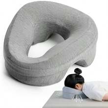 Almohada facial para cama reposacabezas de masaje almohada facial después de la cirugía ocular recuperación posterior a los ojos o bronceado en la playa pijamas propensos con diseño - Gris - Ver 1