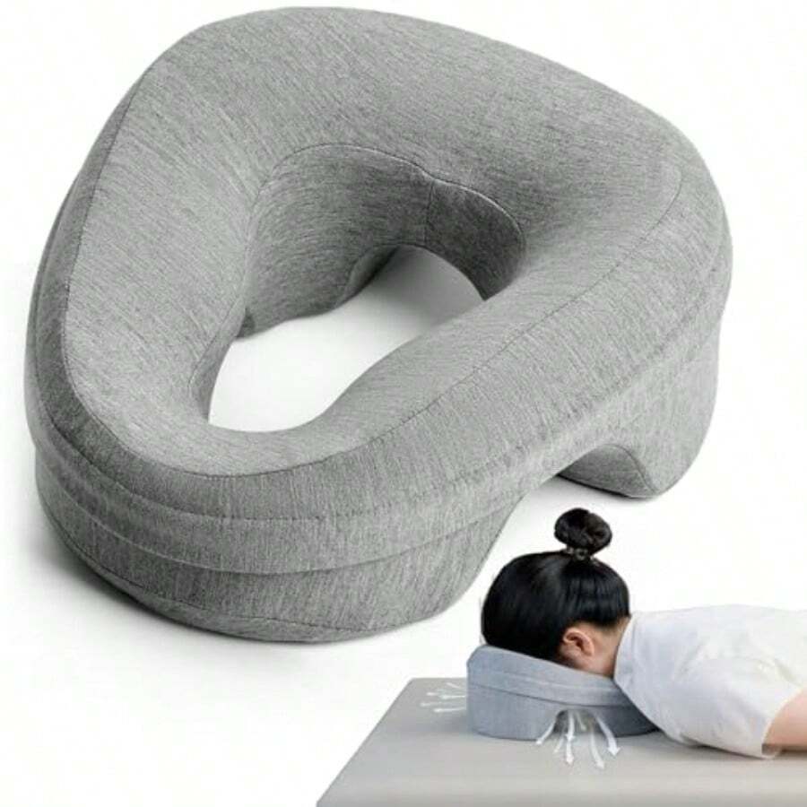 Almohada facial para cama reposacabezas de masaje almohada facial después de la cirugía ocular recuperación posterior a los ojos o bronceado en la playa pijamas propensos con diseño - Gris - Ver 1