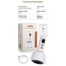 Aparelho de ventosaterapia elétrica, massageador, escova elétrica, massagem, raspagem, ventosaterapia, uso em todo o corpo, desbloqueio de meridianos, instrumento de massagem para raspagem nas pernas, abdômen e costas com terapia de calor, massageador corporal recarregável com 9 modos de vibração, adequado para pernas, braços e abdômen, função de carregamento USB - Ver 4