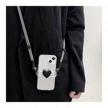 Black Heart Element Three-Dimensional Love Bow Is Suitable For All Models Of Mobile Phone Chain, Which Can Be Disassembled And Extended, And The Neck Rope Is Inclined To Hang Around Diy Women's Back Clip Spring Birthday Gift - Black - View 2