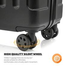 YONSLY 4-Piece Wheeled Suitcase Set With 360° Wheels, Combination Lock, Robust Double Zipper, Mesh Pocket, Soft Rubber Handle, 16/20/24/28 Inch Trolley Suitcase, Hard Shell Carry-On Luggage Set (4-Piece Set, S, M, L & XL) - 黑色 - 查看 4