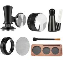 Coffee Tamper With Dosing Funnel, Adjustable Stainless Steel & Aluminum Alloy Coffee Tamper Set With Measurement Scale - Black - View 10