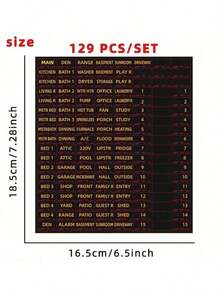 129pcs Set, Electrical Box Panel Labels, Circuit Breaker Catalog Labels, Conspicuous Identification Labels Stickers, Weatherproof Fuse Box Stickers - 129件套裝 - 查看 5