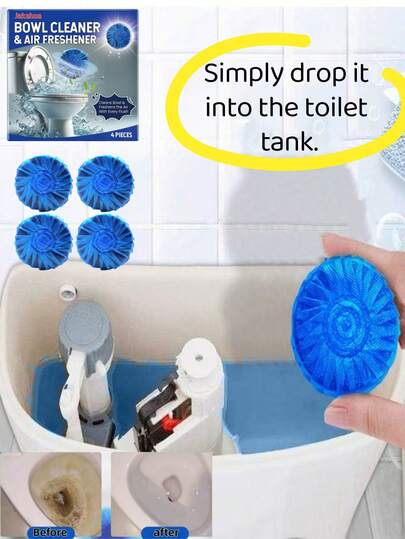 jakehoe Toilet Cleaning Blocks - Toilet Cleaner, Deodorizer & Descaler. Easy To Use: Take Out One Piece, Drop It Into The Toilet Tank. Wait 15 Minutes For It To Dissolve, Then Flush To Clean The Toilet. It Continuously Releases A Fresh Fragrance To Improve The Bathroom Environment. Simple And Convenient.