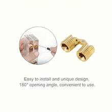 Concealed Hinge - Set Of 4 1cm/0.39inch Concealed Brass Barrel Hinge, 180 Degree Opening Angle Concealed Furniture Hinge For DIY Jewelry Box Handmade - A - View 5