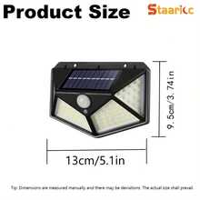 6 Piezas de Luces solares de pared exteriores, 100 LED, iluminación de cuatro lados, carga solar, con sensor de movimiento, multifuncional, resistente al agua y protección solar, adecuado para luces de emergencia en el hogar y exteriores, porches, frentes de garajes, jardines, paredes - Luces solares - Ver 3