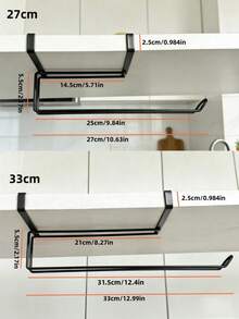1 pieza Soporte negro para toallas de papel de cocina, dispensador de papel de aluminio/film adherente montado en el gabinete - B-negro - Ver 2