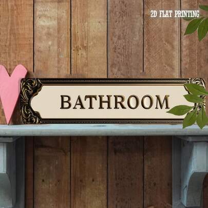 1pc 2D Metal Sign Vintage Style Decor Plate, Suitable For Bathroom, Home, Cafe, Restroom, Ladies Space, Wall Decoration, Size 4" X 16"