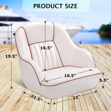 Silla de capitán para pontón, silla ergonómica de diseño cúbico para capitán, acolchado de espuma comprimida, estructura de plástico moldeado por inyección, sillas de capitán para barco con perno de montaje. - Blanco y rojo - Ver 2