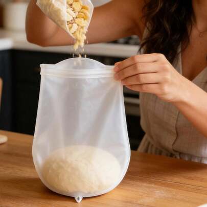 1pc Multifunctional Silicone Kneading Bag, Non-Stick Hand Dough Proofing Bag For Home Use, Kitchen Baking Dough Proofer, Heat Resistant & Reusable, Suitable For Kneading, Proofing, Dough Storage, Baking Prep, Baby Food Making, Fits Various Scenarios