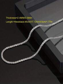 CVNANA 1 Pieza Unisex Collar Brillante Lleno De Estrellas Cadena De Clavícula De Acero De Titanio Brillante Cadena De Suéter De Pareja Ajustable - Plateado - Ver 9