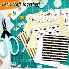 12pcs Graduation Theme Scrapbook Paper Pad, 6X6 Inches Decorative Craft Paper With Graduation Cap Pattern For Card Making, Origami & Photo Album Decor, Scrapbooking Supplies - B - View 5