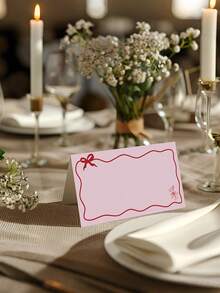 40pcs Pink Butterfly Shaped Foldable Place Cards, Suitable For Birthday Party, Wedding Reception, Dining Table Decor - Multicolor - View 6