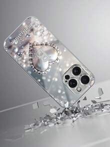 1 buah Casing Ponsel Kaca Perak Berlapis Elektroplating Definisi Tinggi dengan Nama Kustom, Hiasan Hati Mutiara Imitasi Perak & Berlian Imitasi, Kompatibel dengan Apple 17 Pro Max/16 Pro Max/15 Pro/14 Plus/13 Pro/12 Pro Max/11/Xs Max/8/7/6 Plus, S24 Ultra/S25 Ultra, Modis, Berwarna-warni, Lucu, Menyenangkan, Minimalis, Casing Ponsel untuk Hari Ibu, Hari Ayah, Pelindung Ponsel, Aksesori Ponsel, Casing Ponsel Kustom - Perak - View 3
