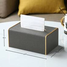 1pc Luxury Fabric Tissue Box, High-Quality Desktop Paper Towel Holder, Creative Home Decor Tissue Box Suitable For Dining Room, Living Room, Kitchen, Bedroom, Mother's Day Gift, Birthday Gift - Dark Grey - View 4