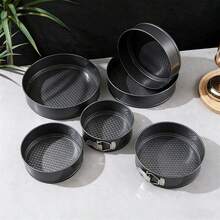 4/6/7/8/9/10 Inch Round/Heart Shaped Non-Stick Cake Baking Pans, Removable Bottom Lock Cake Molds, Baking Tray, Oven Accessories, Baking Tools, Kitchen Gadgets, Kitchen Supplies - Black - View 2