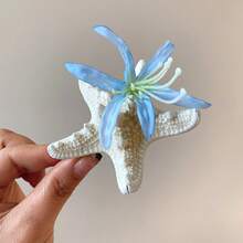 Diamond-Studded Fabric Starfish And Flower Side Clip, Hairpin For Beach Travel Photography, Niche Exquisite Hair Accessory For Women, Versatile Design - Kẹp tóc - màu xanh dương - Xem 10