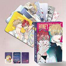 1pc 55pcs Set Of Korean Cartoon "Honey Trouble" Cards - Exquisite Pattern Design, Ideal Birthday Or Christmas Gift For Anime Fans, Cute Design, Durable Material, Glossy Surface, Suitable For Anime Fans Collection And Decoration - Multicolor - View 4