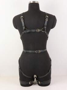 朋克风皮革腰带 女士身体链腰带 哥特风束缚内衣 情趣内衣吊带袜 - 黑色LT-072 - 查看 4