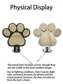 农舍风格狗爪壁挂挂钩，狗绳挂架，木质狗爪钥匙收纳架，适合乡村风格家居装饰，个性化狗绳挂架，实木爪印狗绳挂钩，入口处农舍风格宠物名字雕刻壁挂，宠物装饰标牌，送给狗主人的礼物 - 彩色 - 查看 11