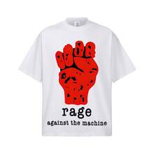Nueva y popular camiseta de hombre de algodón puro para primavera-verano 2026, transfronteriza, con estampado directo "Resistencia Violenta Contra las Máquinas", transpirable y de manga corta resistente. - Camisa blanca de manga corta - Ver 2