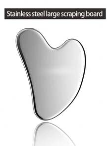 2pcs Facial Care Massage Set - Lymphatic Contour Facial Gua Sha Board, Stainless Steel Heart-Shaped Gua Sha Board, Dry Facial Brush, Facial, Chin And Jawline Lymphatic Drainage Massager, Stainless Steel Facial Gua Sha Tools - Multicolor - View 2