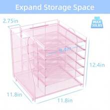 Gianotter Organizador de papel de 6 niveles con soporte para revistas organizadores de computadora y accesorios accesorios de computadora y organizadores de espacio de trabajo organizador de - Rosa - Ver 3