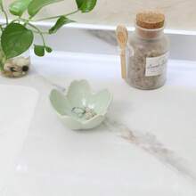 White Lotus Leaf Shape Ring Jewelry Dish HolderSmall Trinket Jewelry Tray Decorative Jewelry Plate Bowl Key Bowl Birthday Engegament Gifts For Women Friends Ceramic - Hiệu ứng lò nung màu xanh lá cây - Xem 5