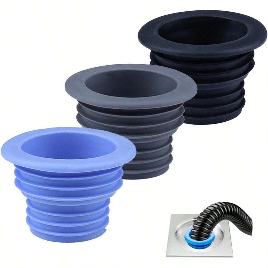 3pcs Universal Silicone Bathtub Plug Anti Clogging Drainage Plug Shower Bathtub Sink Drainage Kitchen Bathroom Accessories, Used Cleaning Universal Drainage Pipe Machines - Default - View 1