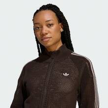 Adidas Originals 女士原创钩针编织火鸟运动上衣休闲针织网眼镂空运动开衫，轻便春季外套 KE0202 - 咖色 - 查看 5