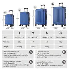 YONSLY 4-Piece Wheeled Suitcase Set With 360° Wheels, Combination Lock, Robust Double Zipper, Mesh Pocket, Soft Rubber Handle, 16/20/24/28 Inch Trolley Suitcase, Hard Shell Carry-On Luggage Set (4-Piece Set, S, M, L & XL) - 寶藍色 - 查看 2