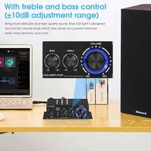 AK280 1 X 600W Dual-Channel Mini Power Amplifier, HiFi Stereo Compact Audio Power Amplifier, 2.0-Channel, Class AB, RCA/AUX Input, Bass And Treble Control, Suitable For Audio Amplifier Of Home, Computer And Car Music Player, Without Power Adapter And Power Cord (Excluding Power Adapter And Power Cord). - AK280 - View 4