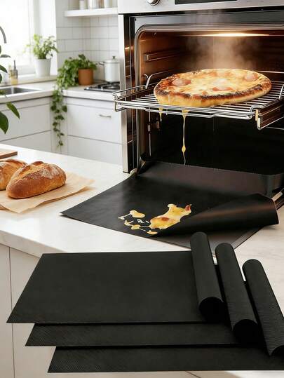 3/2/1pcs Set Oven Liners, Easy To Clean Oven/Stovetop Protective Mats, Heat Resistant Non-Stick Baking Mats For Home And Outdoor Grilling, Thick Durable Oven Liners, Stove Covers, Grill Mats, Spill Pads, Oven And Microwave Mats, Kitchen Supplies, Easy Clean Oven Protectors, Suitable For Valentine's Day, New Year's Eve, DIY Desserts, Kitchen