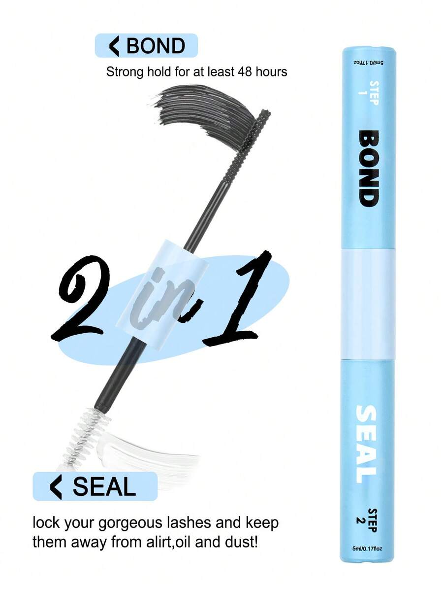 1pc Adhesive & Sealant Set, 5ml Adhesive & 5ml Sealant, Tweezers, Strong & Long-Lasting 2-In-1 Eyelash Glue For Lash Extension, Waterproof Eyelash Adhesive - Baby Blue - View 1