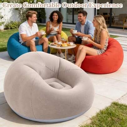 1 chiếc ghế hơi thư giãn dành cho người lớn, ghế lười ngoài trời chống thấm nước, ghế sofa tròn di động phù hợp cho sân sau, hiên nhà, bên hồ bơi, cắm trại, du lịch, ghế sofa hơi thoải mái bơm hơi nhanh, màu xám ấm cúng - Ghế sofa ngoài trời chống thấm nước phù hợp cho hiên nhà, sân sau, cắm trại và bên hồ bơi, ghế sofa thư giãn bơm hơi di động dành cho người lớn