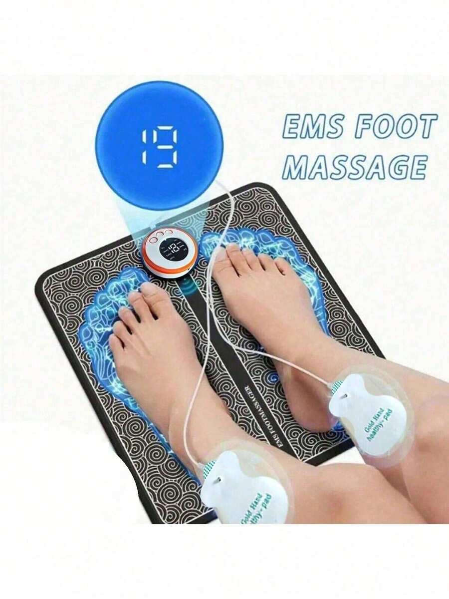 YUZHAOLIN 电动EMS足部按摩垫，缓解疼痛，放松足部，穴位按摩，肌肉刺激，改善血液循环 - 黑色 - 查看 1