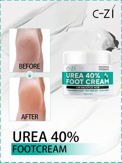 Crema con 40% de urea + 2% de ácido salicílico C-ZI, hidratación profunda y humectación, alivia la piel seca y agrietada, elimina callosidades y piel muerta, 100g/3.53oz