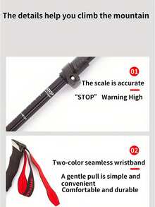 7075铝合金折叠登山杖，高度可调节，轻便防滑，适合徒步和越野跑，男女通用 - 彩色 - 查看 11